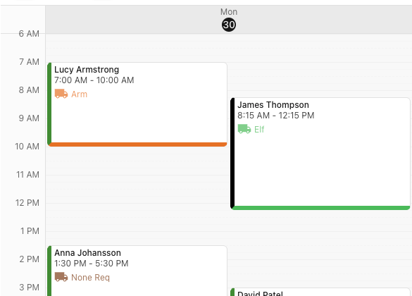Colour-coded calendar integration